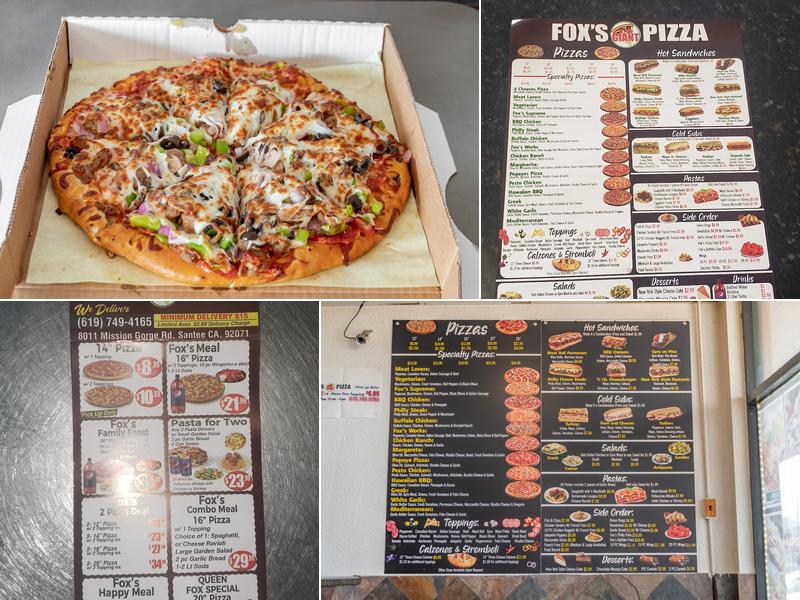 Fox's Giant Pizza Menu