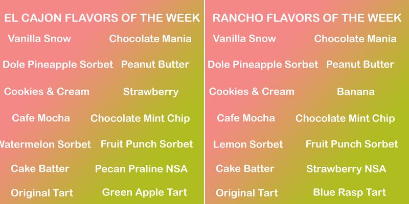 Menchie's Frozen Yogurt Menu