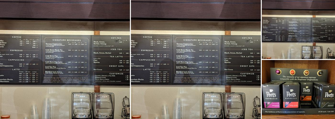 Peet's Coffee Menu