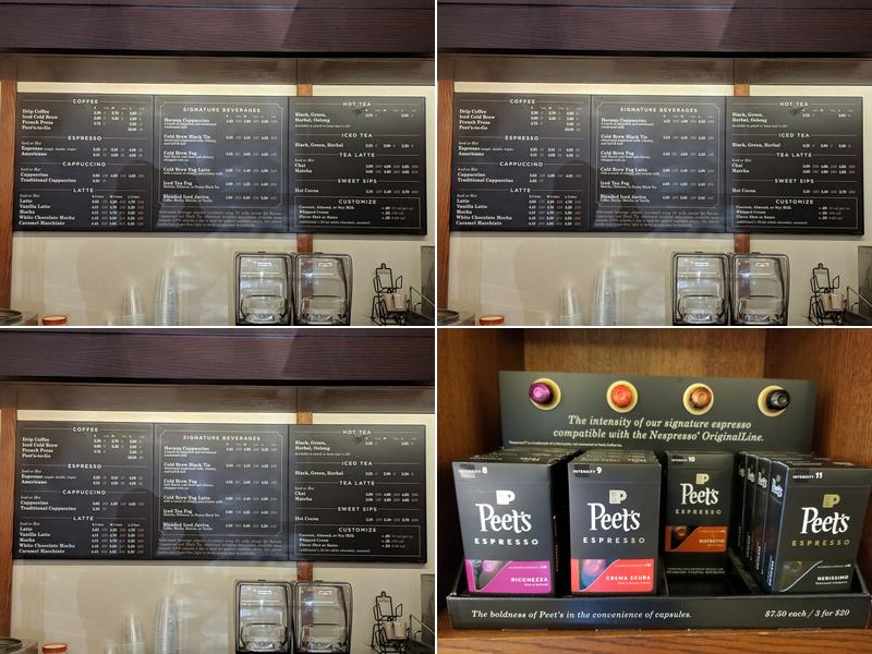 Peet's Coffee Menu