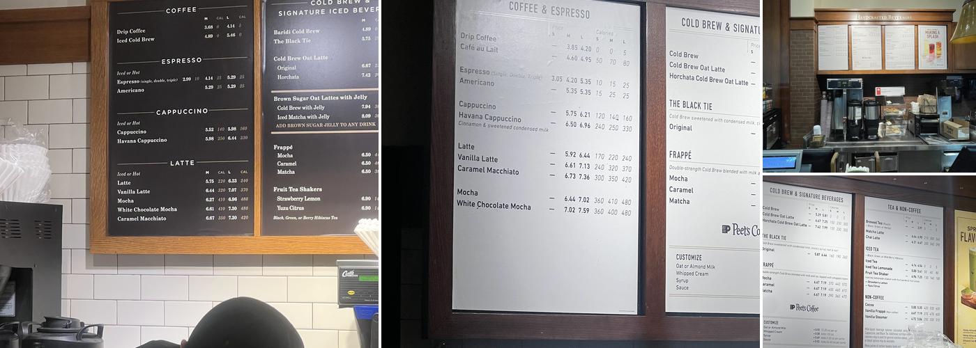 Peet's Coffee Menu