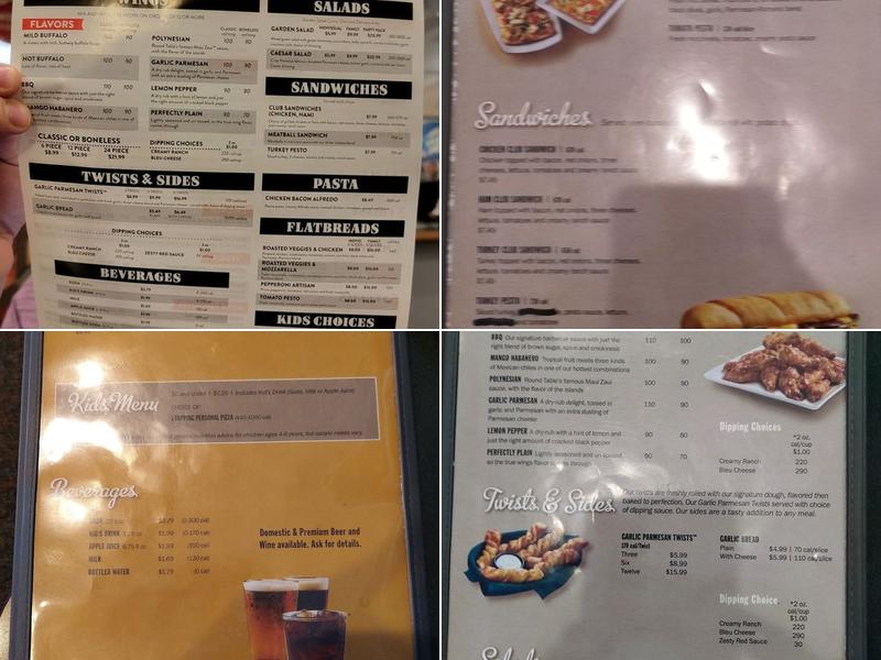 Round Table Pizza Menu