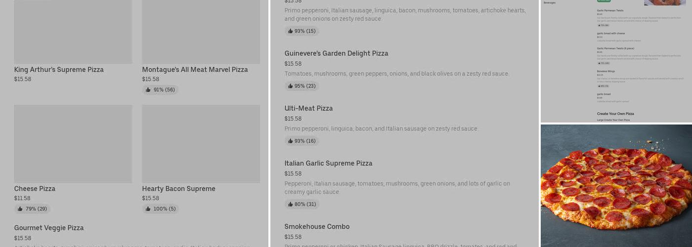 Round Table Pizza Menu