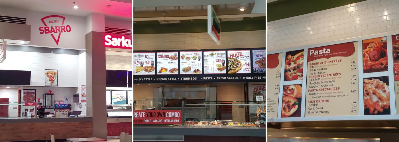 Sbarro Menu
