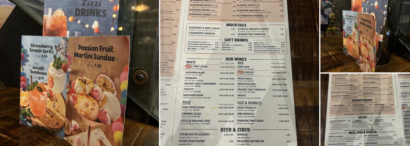 Zizzi - Metro Centre Menu
