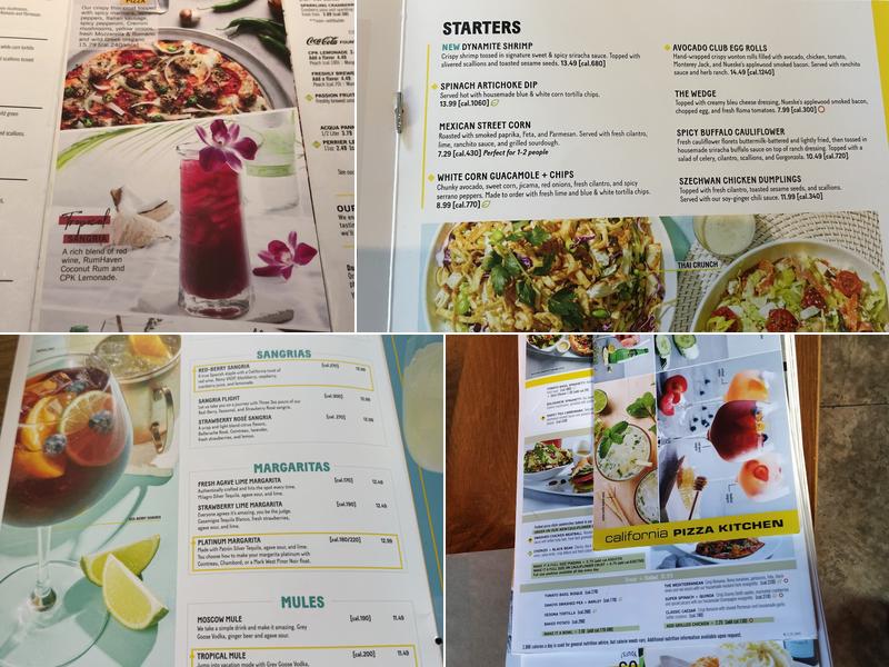 California Pizza Kitchen at Santa Clara Menu