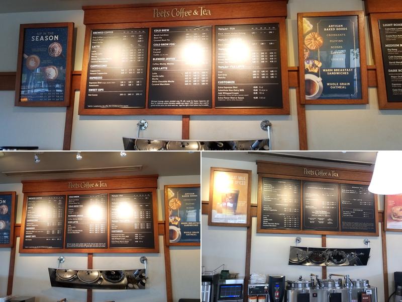 Peet's Coffee Menu