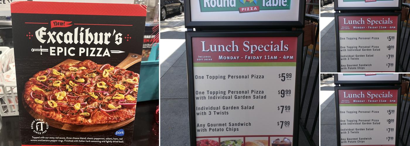 Round Table Pizza Menu