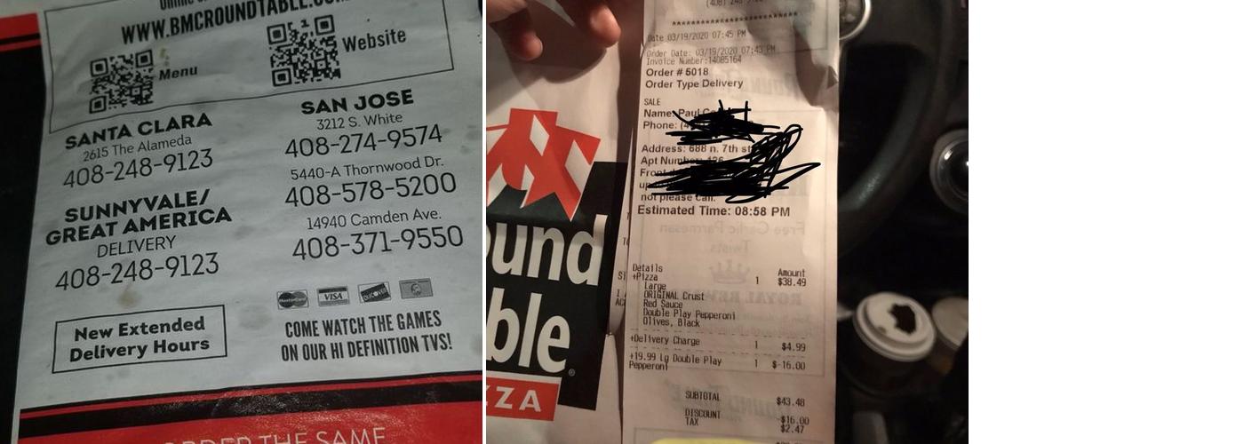 Round Table Pizza Menu