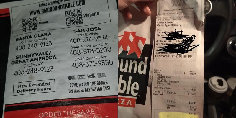 Round Table Pizza Menu