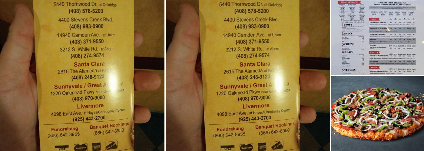 Round Table Pizza Menu