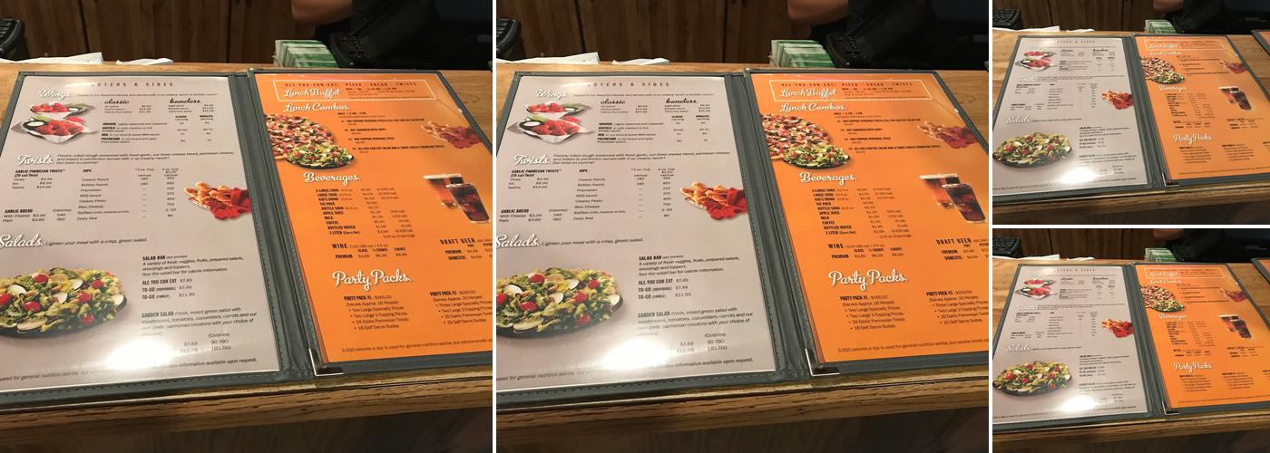 Round Table Pizza Menu