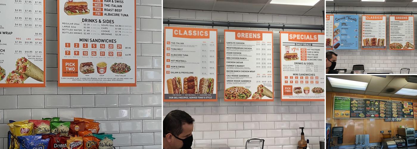 TOGO'S Sandwiches Menu