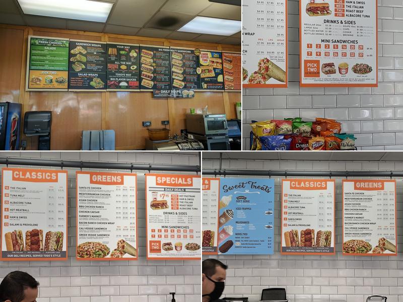 TOGO'S Sandwiches Menu