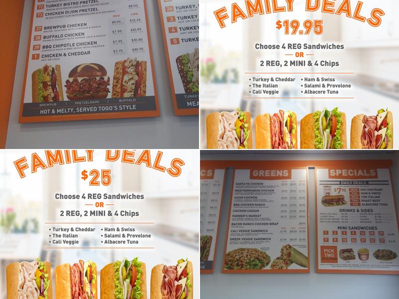 TOGO'S Sandwiches Menu