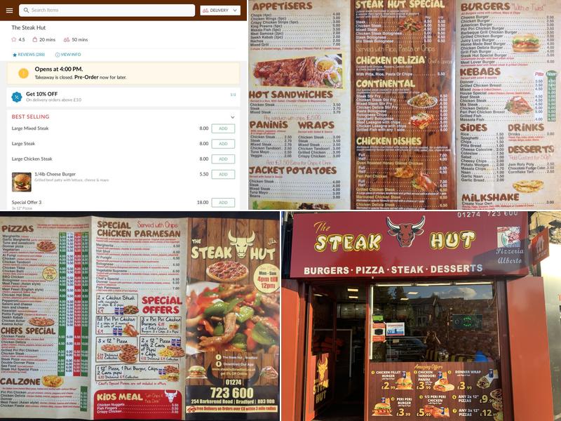 The Steak Hut Menu