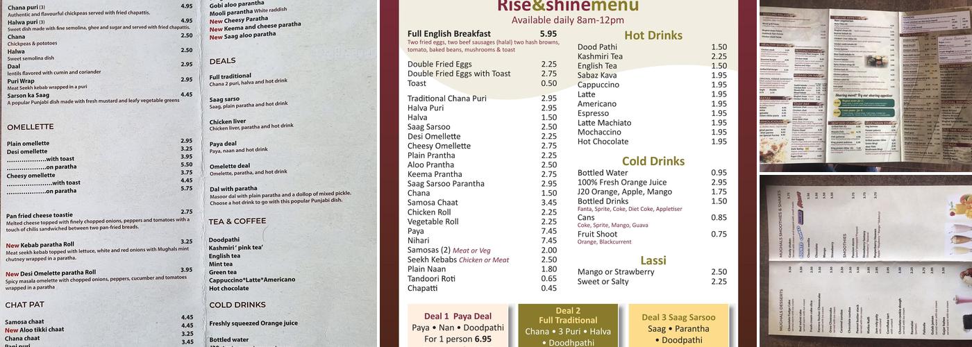 Mughals restaurant and sweet centre Menu