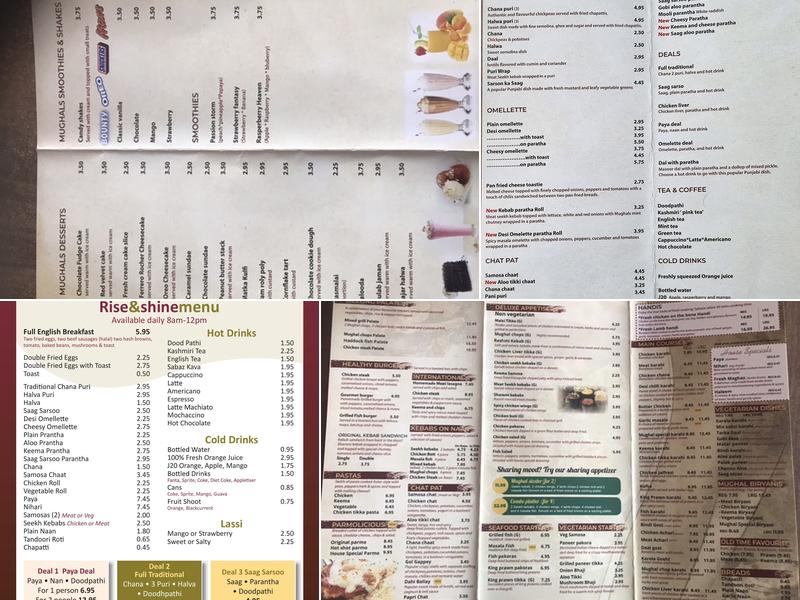 Mughals restaurant and sweet centre Menu