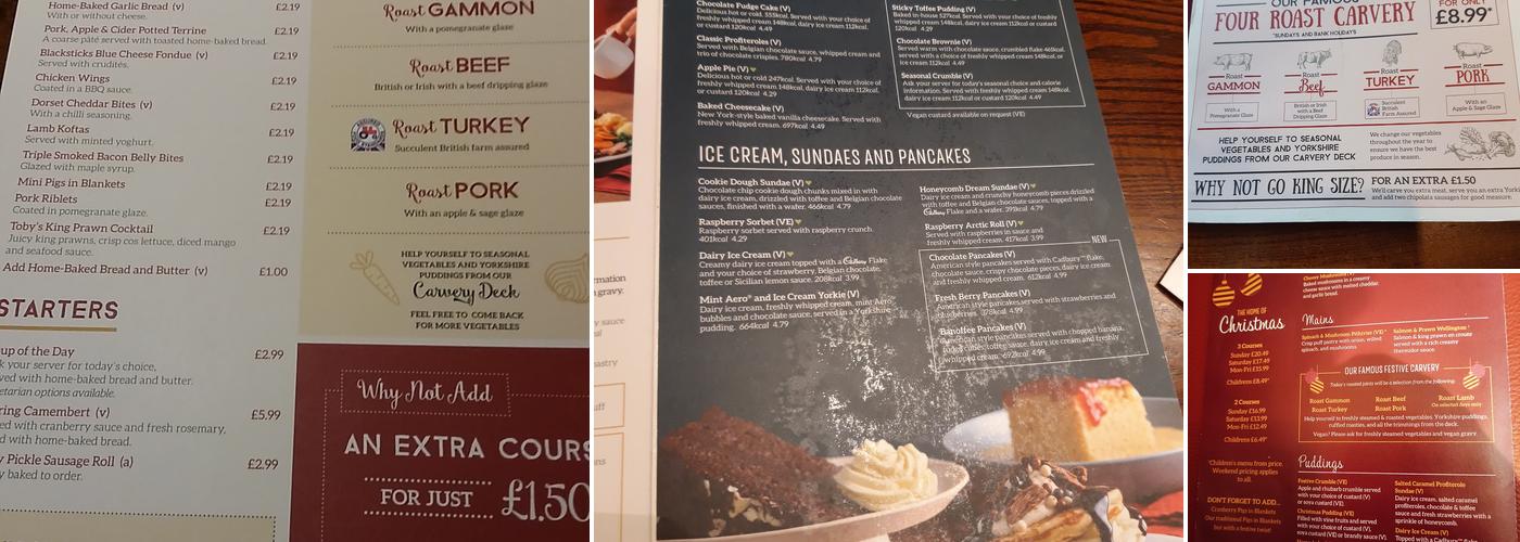 Toby Carvery Bradford Menu