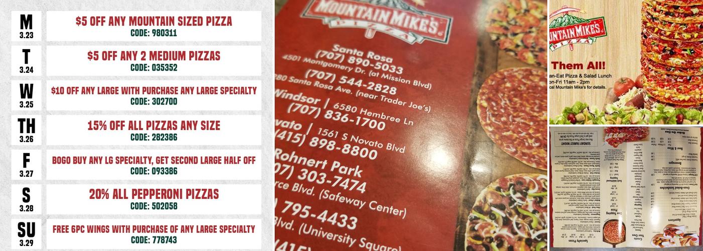 Mountain Mike's Pizza Menu