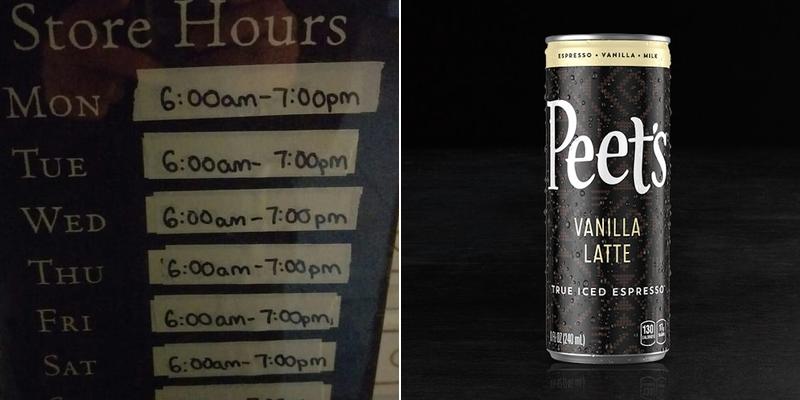 Peet's Coffee Menu