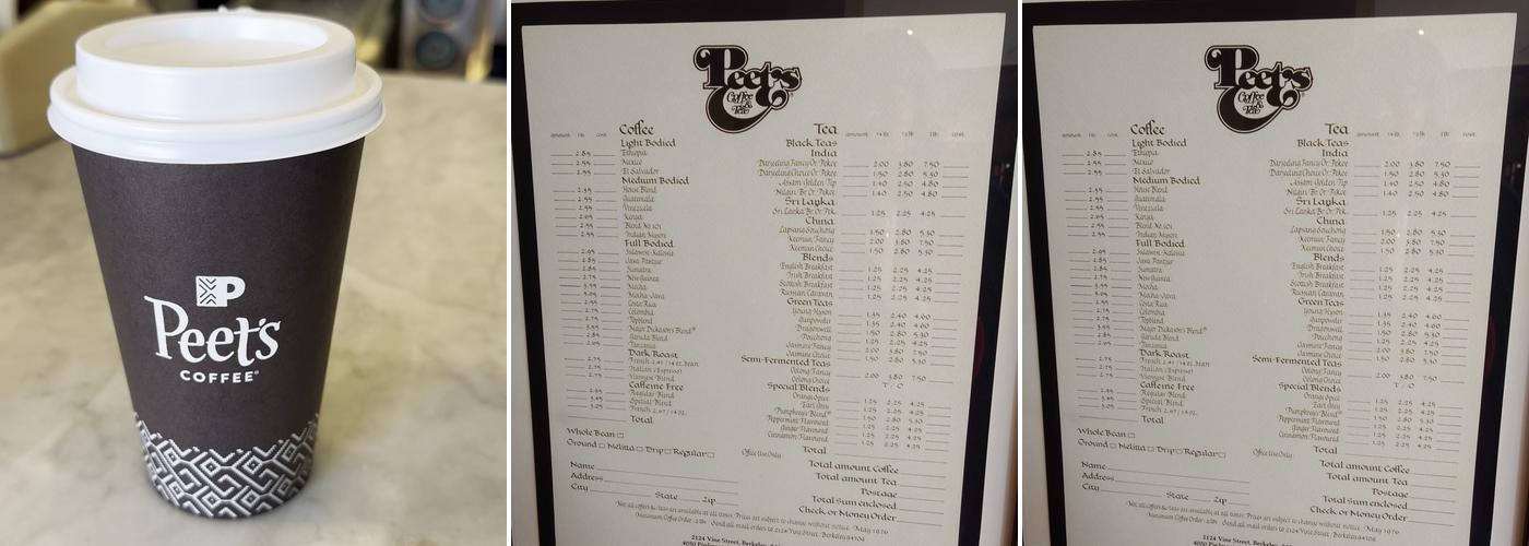 Peet's Coffee Menu