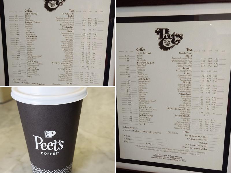 Peet's Coffee Menu