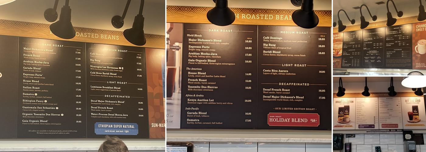 Peet's Coffee Menu