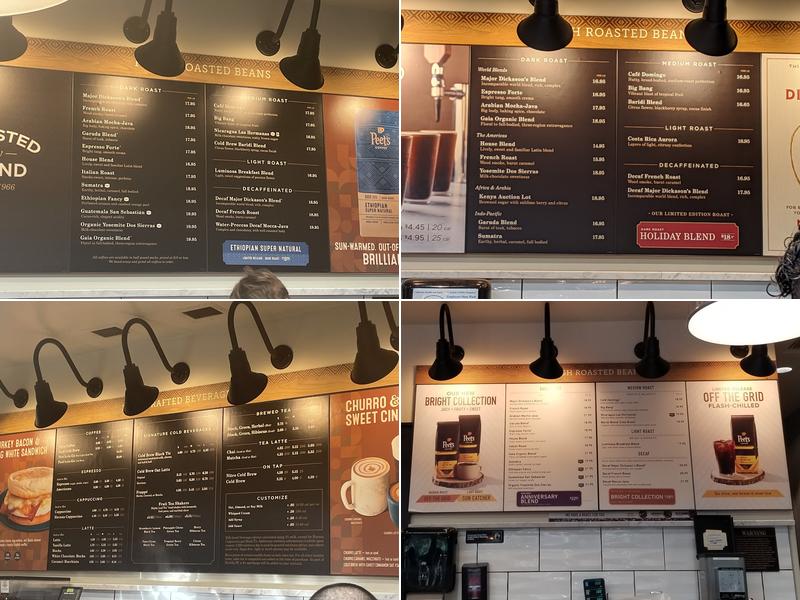Peet's Coffee Menu