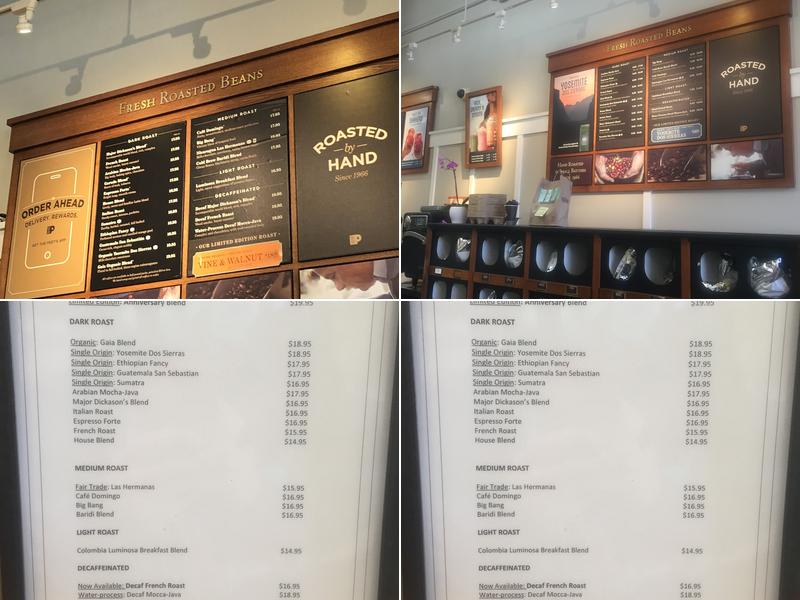 Peet's Coffee Menu