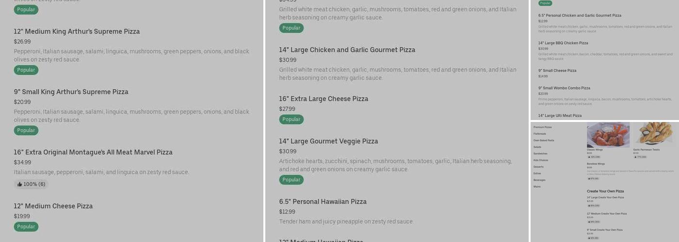 Round Table Pizza Menu