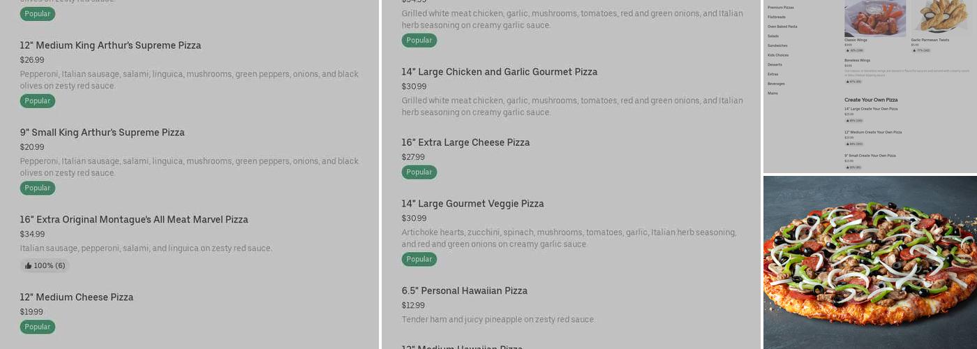 Round Table Pizza Menu