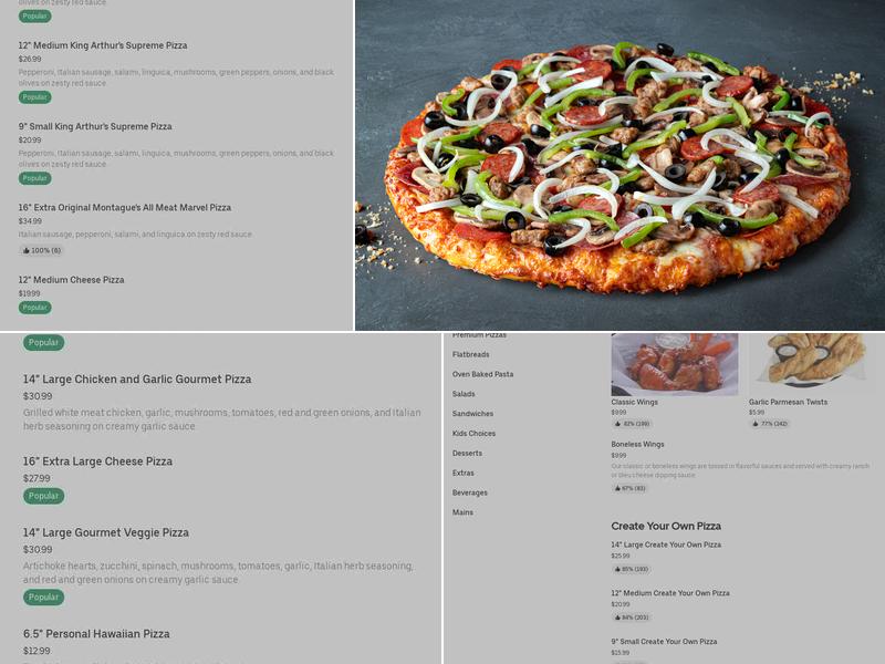Round Table Pizza Menu