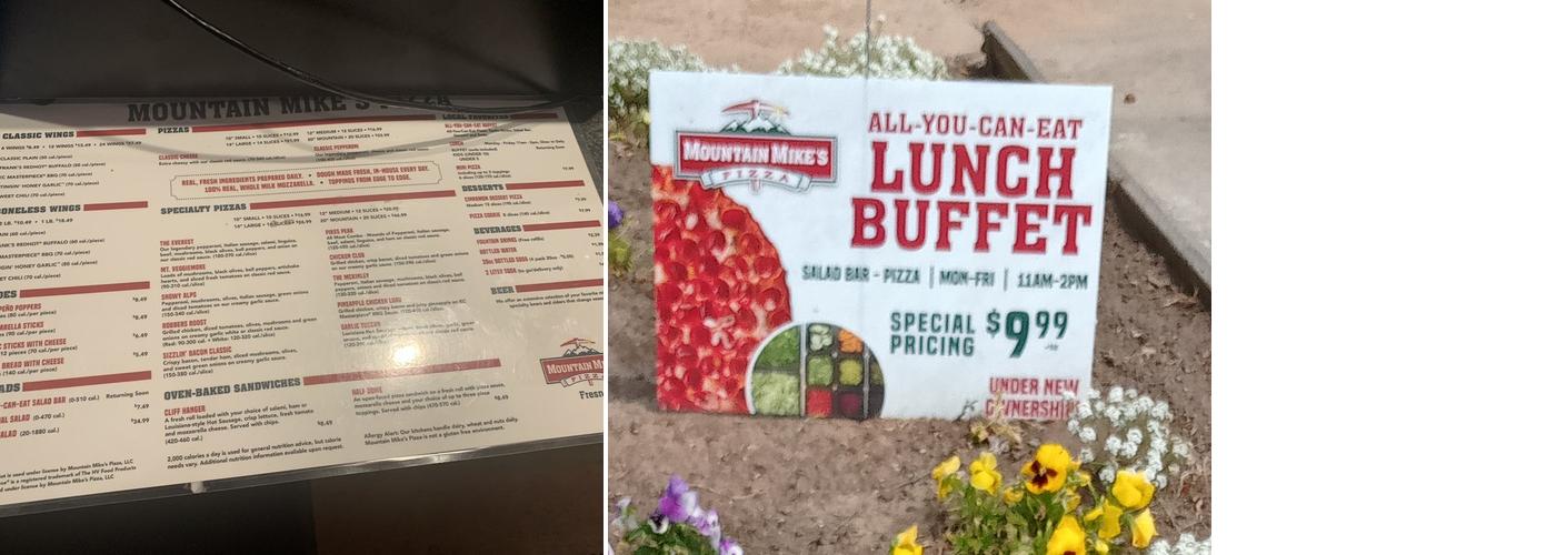 Mountain Mike's Pizza Menu