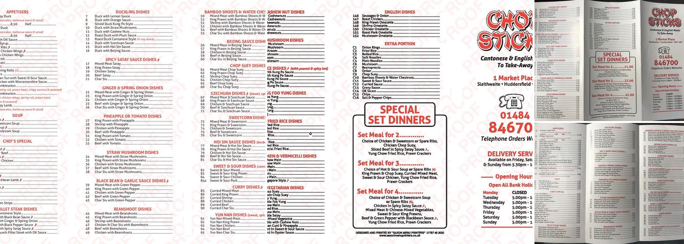 Chop Sticks Menu