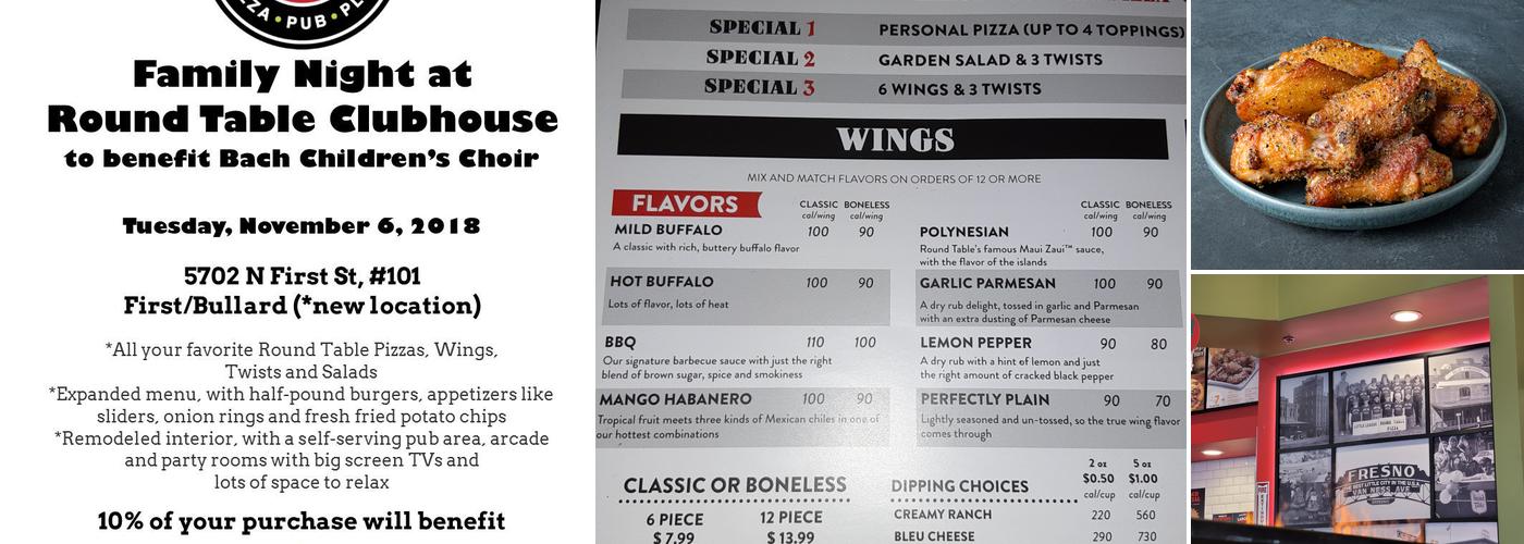 Round Table Pizza Menu