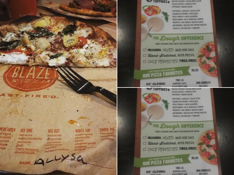 Blaze Pizza Menu