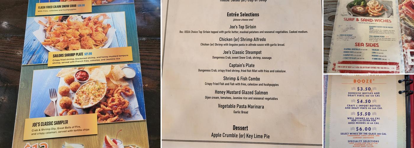 Joe's Crab Shack Menu