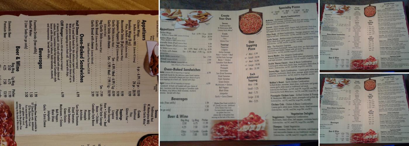 Mountain Mike's Pizza Menu