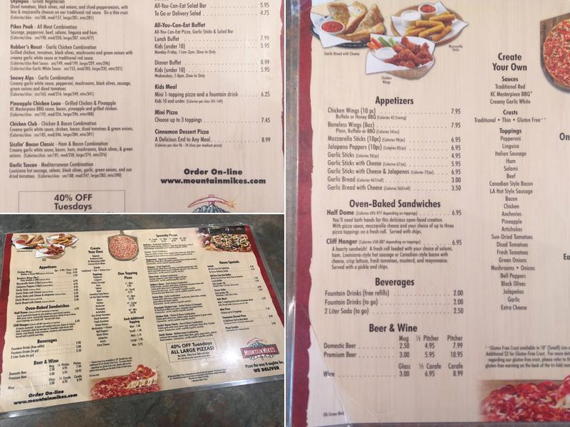 Mountain Mike's Pizza Menu
