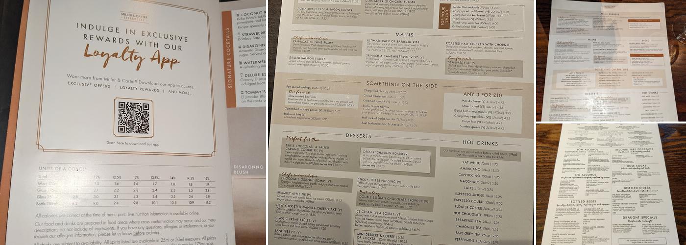 Miller & Carter Sunderland Menu