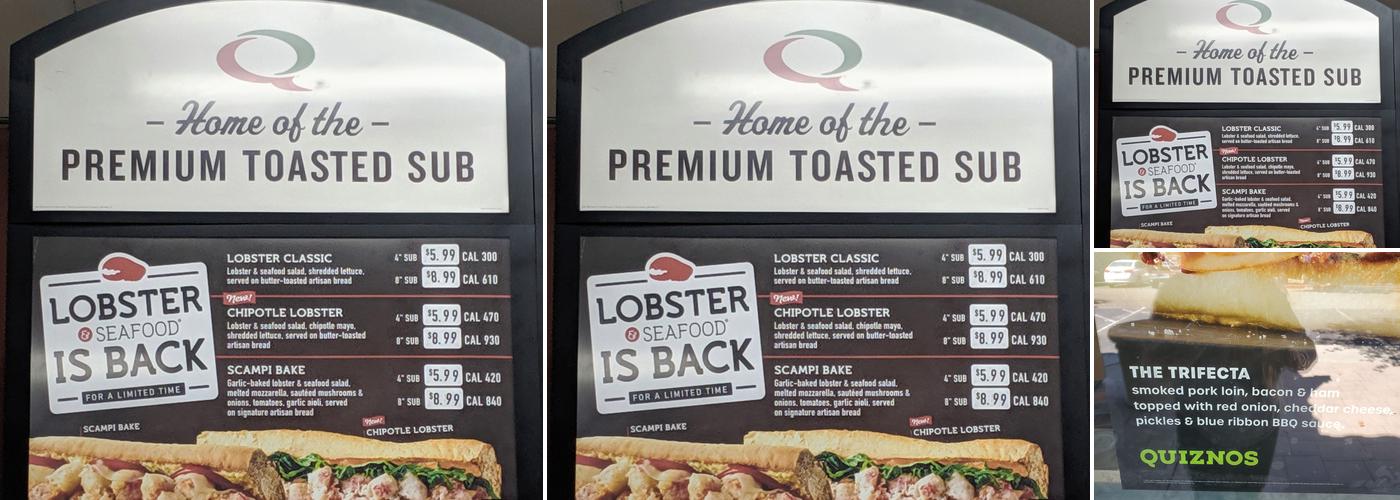 Quiznos Menu