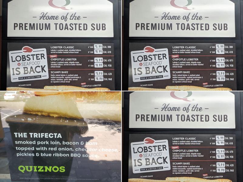 Quiznos Menu