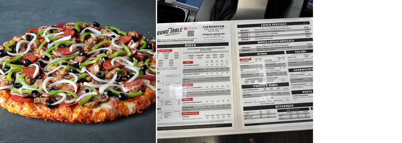 Round Table Pizza Menu