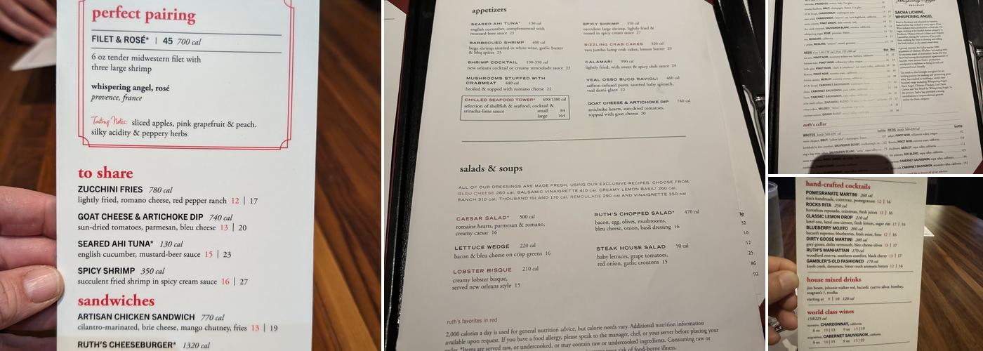 Ruth's Chris Steak House Menu