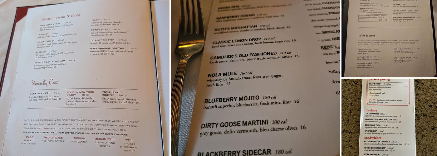 Ruth's Chris Steak House Menu