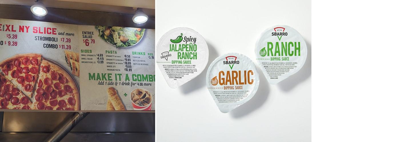 Sbarro Menu