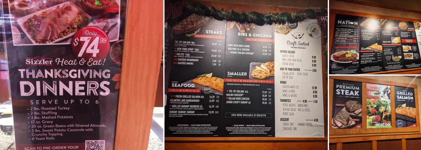 Sizzler Menu