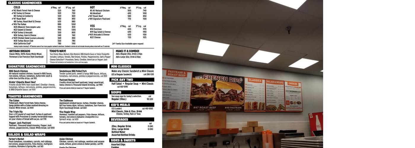 TOGO'S Sandwiches Menu