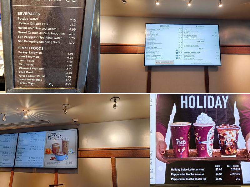 Peet's Coffee Menu